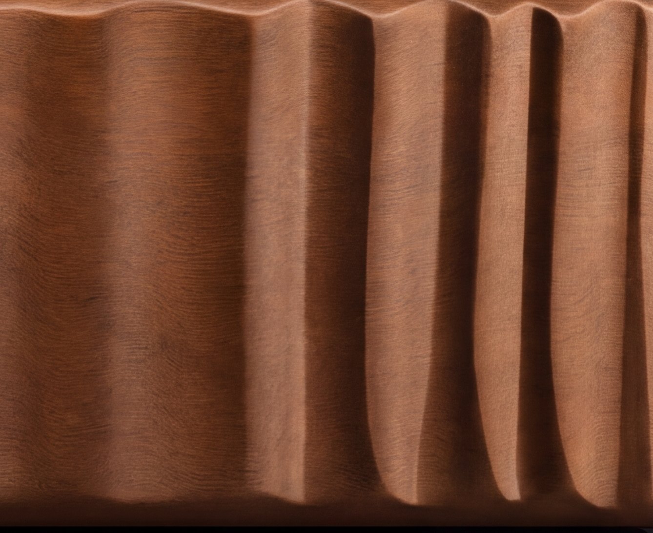 A finished FLOW front panel in Hungarian wood